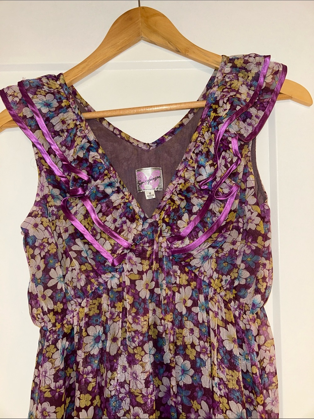 Purple Multi Floral Ruffle Dress - Picture 2 of 6